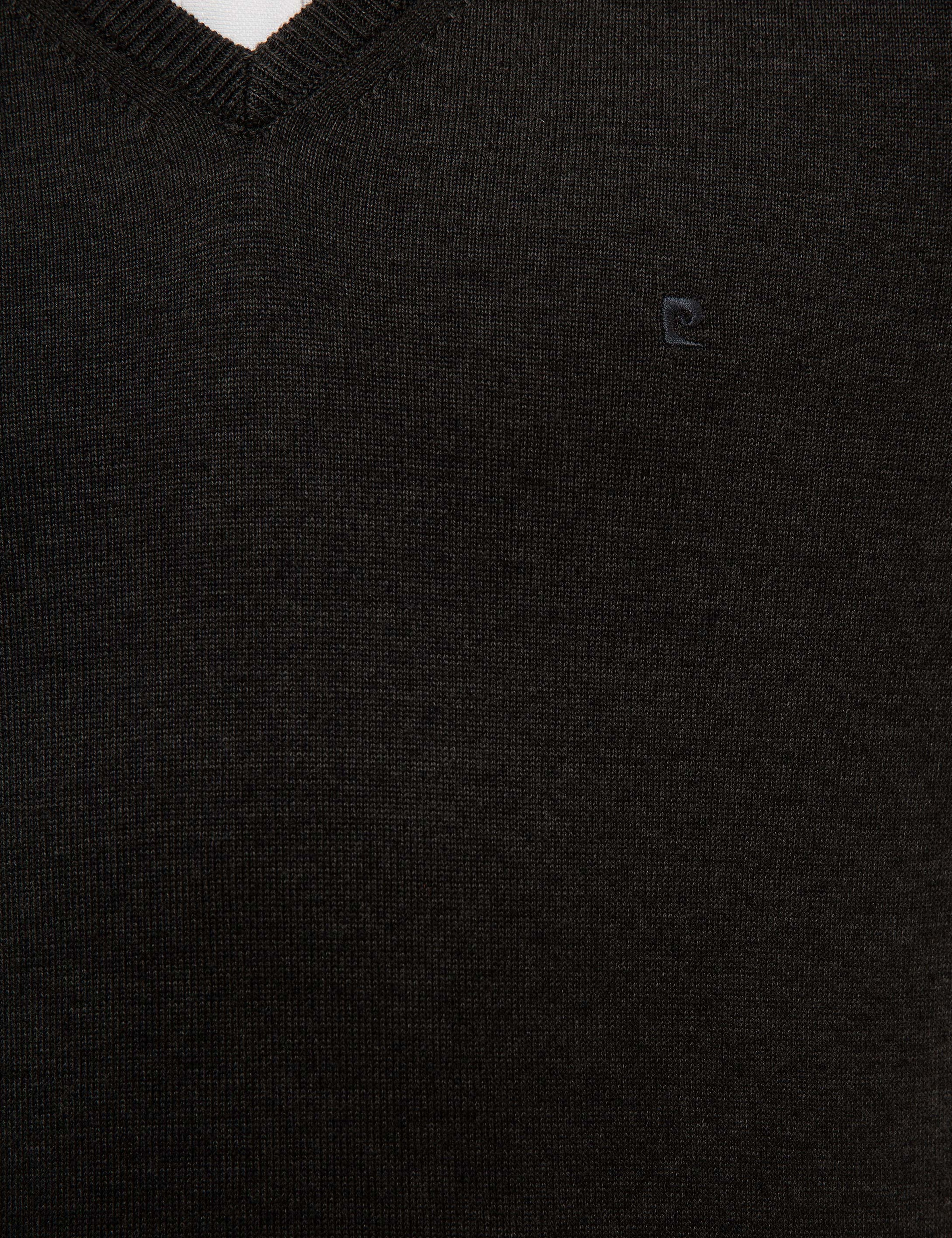 Antrasit Melanj Slim Fit V Yaka Basic Triko Kazak