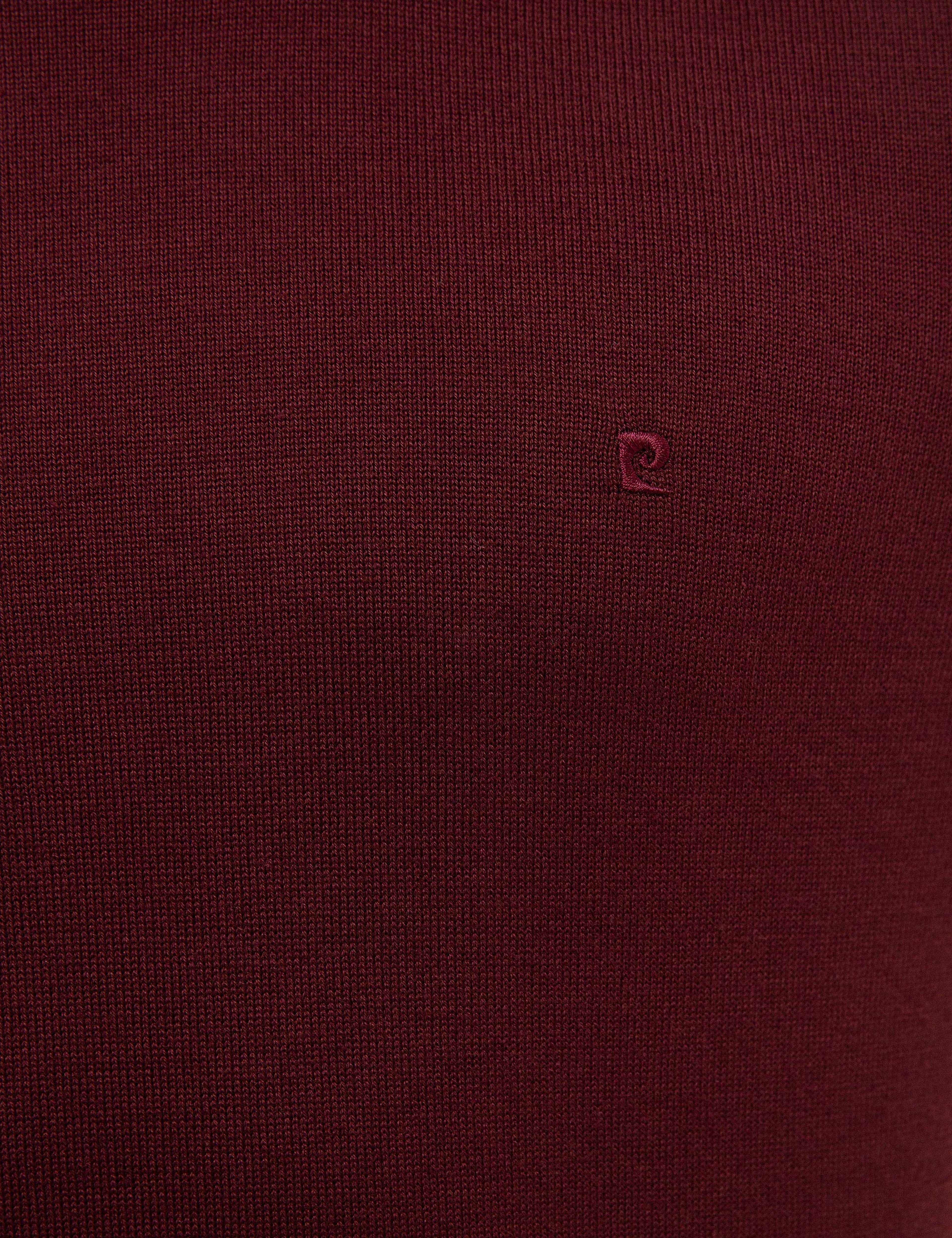 Bordo Slim Fit Bisiklet Yaka Basic Triko Kazak