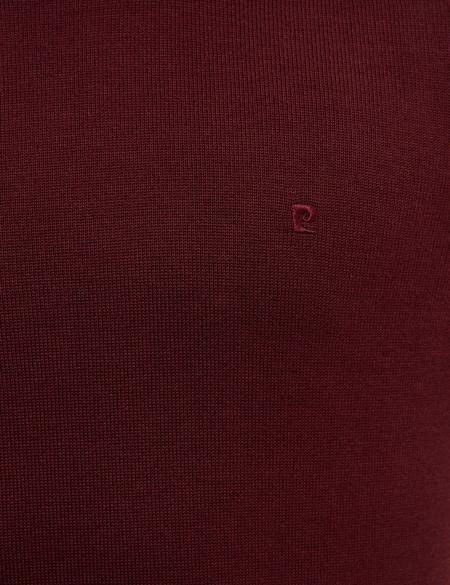 Bordo Slim Fit Bisiklet Yaka Basic Triko Kazak - 50229215149