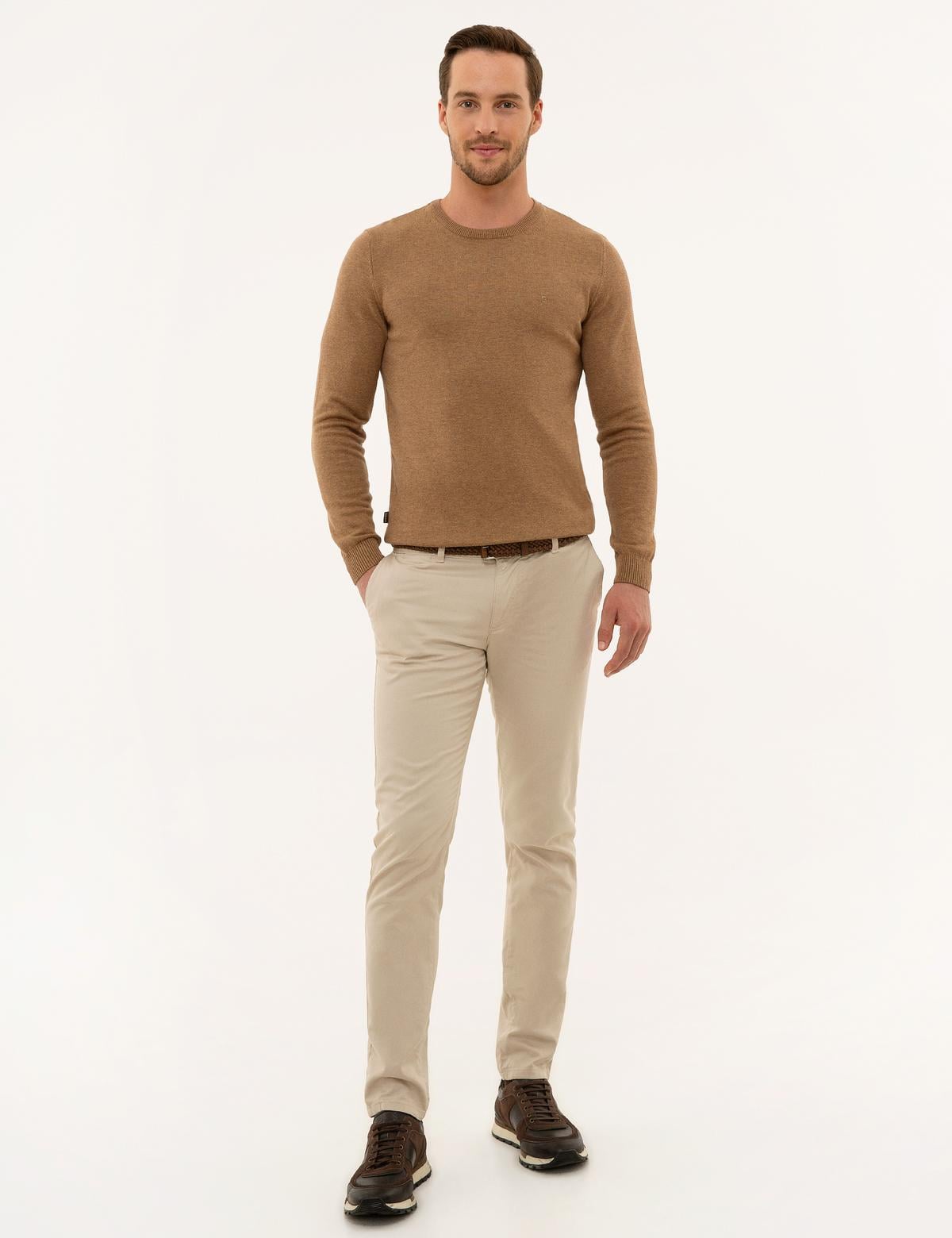 Camel Melanj Slim Fit Bisiklet Yaka Basic Triko Kazak - 50229215086