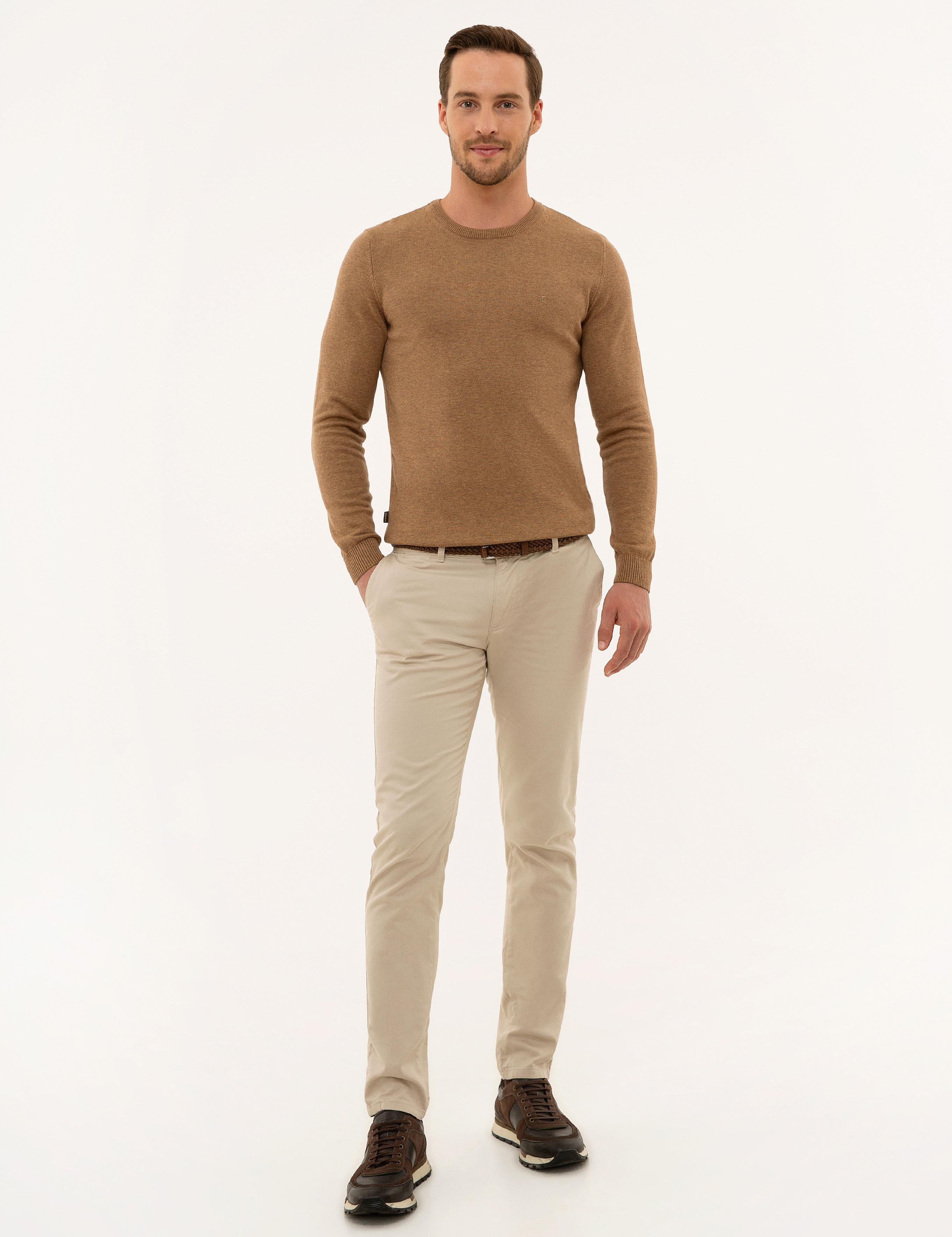 Camel Melanj Slim Fit Bisiklet Yaka Basic Triko Kazak