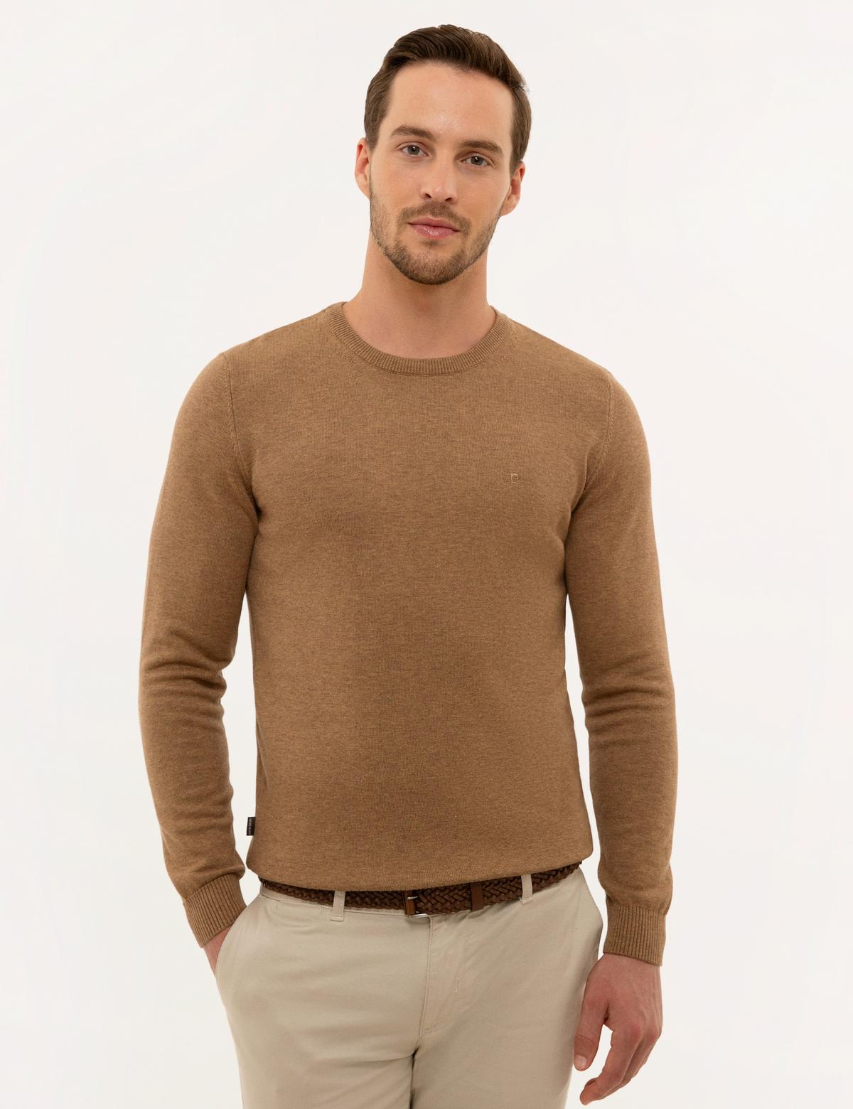 Camel Melanj Slim Fit Bisiklet Yaka Basic Triko Kazak - 50229215086