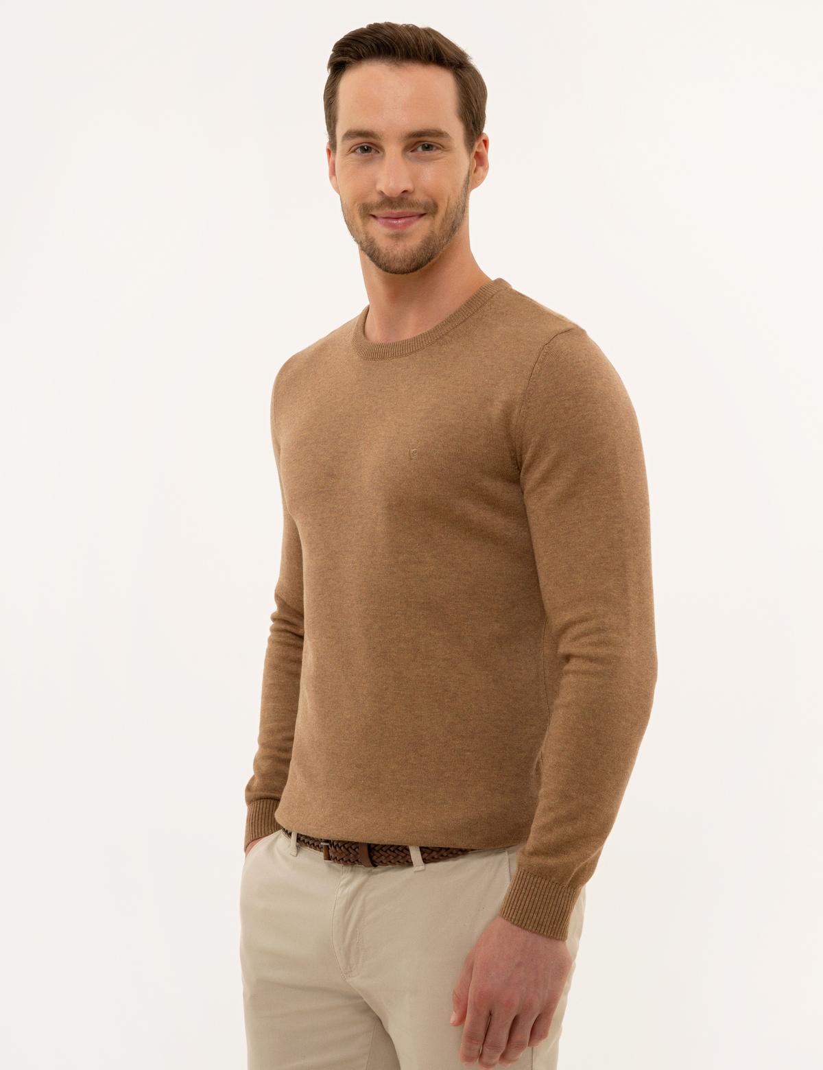 Camel Melanj Slim Fit Bisiklet Yaka Basic Triko Kazak - 50229215086