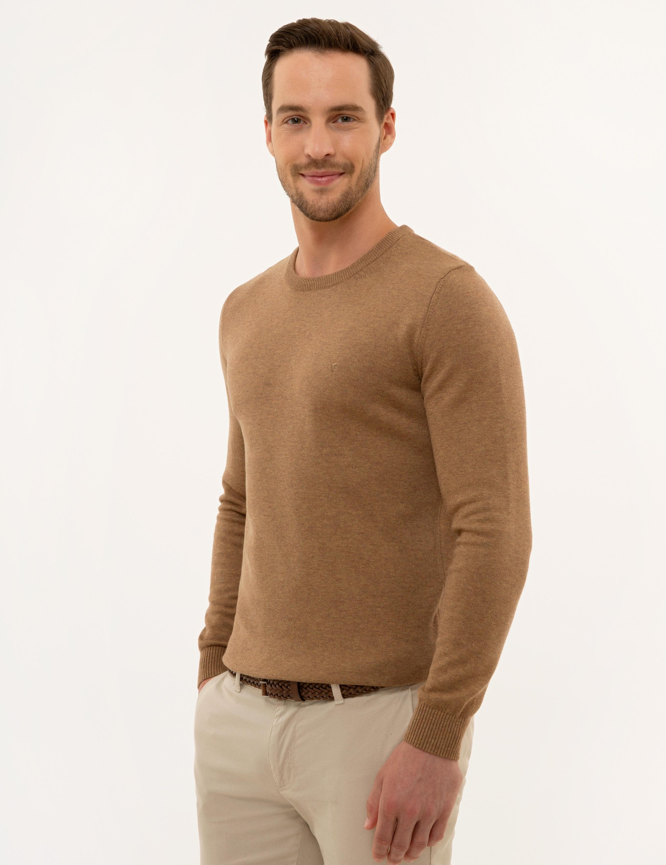 Camel Melanj Slim Fit Bisiklet Yaka Basic Triko Kazak