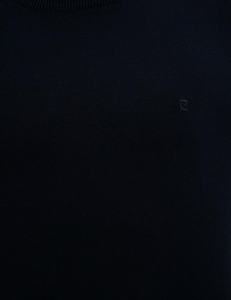 Lacivert Slim Fit Bisiklet Yaka Basic Triko Kazak