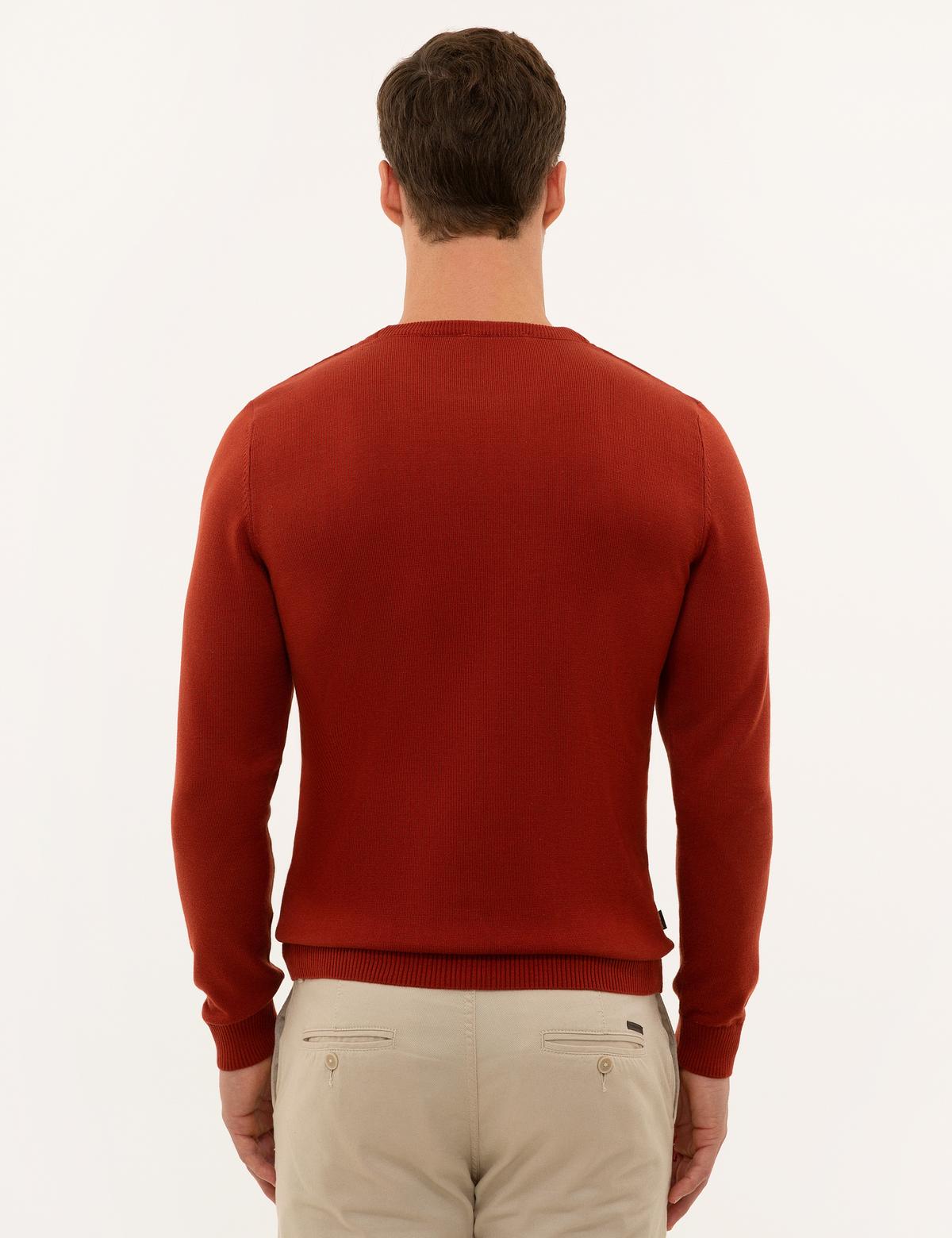 Kiremit Slim Fit Bisiklet Yaka Basic Triko Kazak - 50229215159