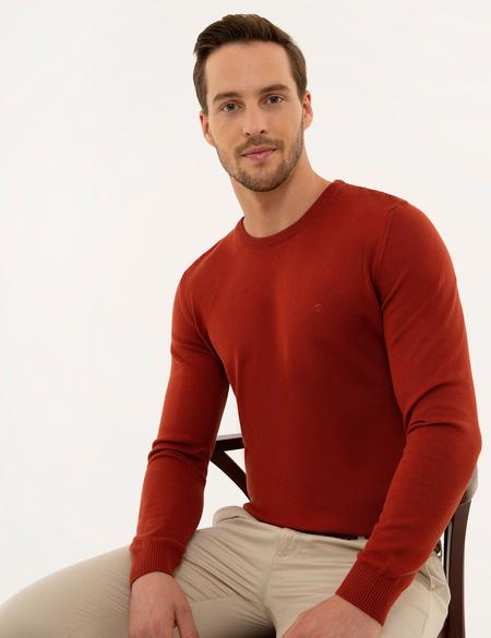 Kiremit Slim Fit Bisiklet Yaka Basic Triko Kazak - 50229215159