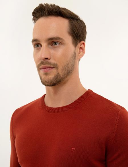 Kiremit Slim Fit Bisiklet Yaka Basic Triko Kazak - 50229215159