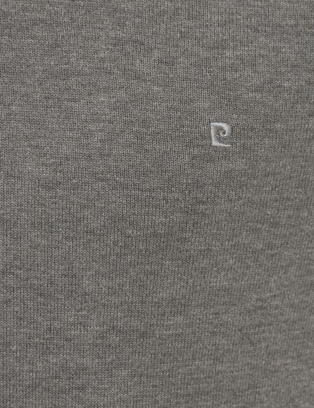 Gri Melanj Slim Fit Bisiklet Yaka Basic Triko Kazak - 50229215199