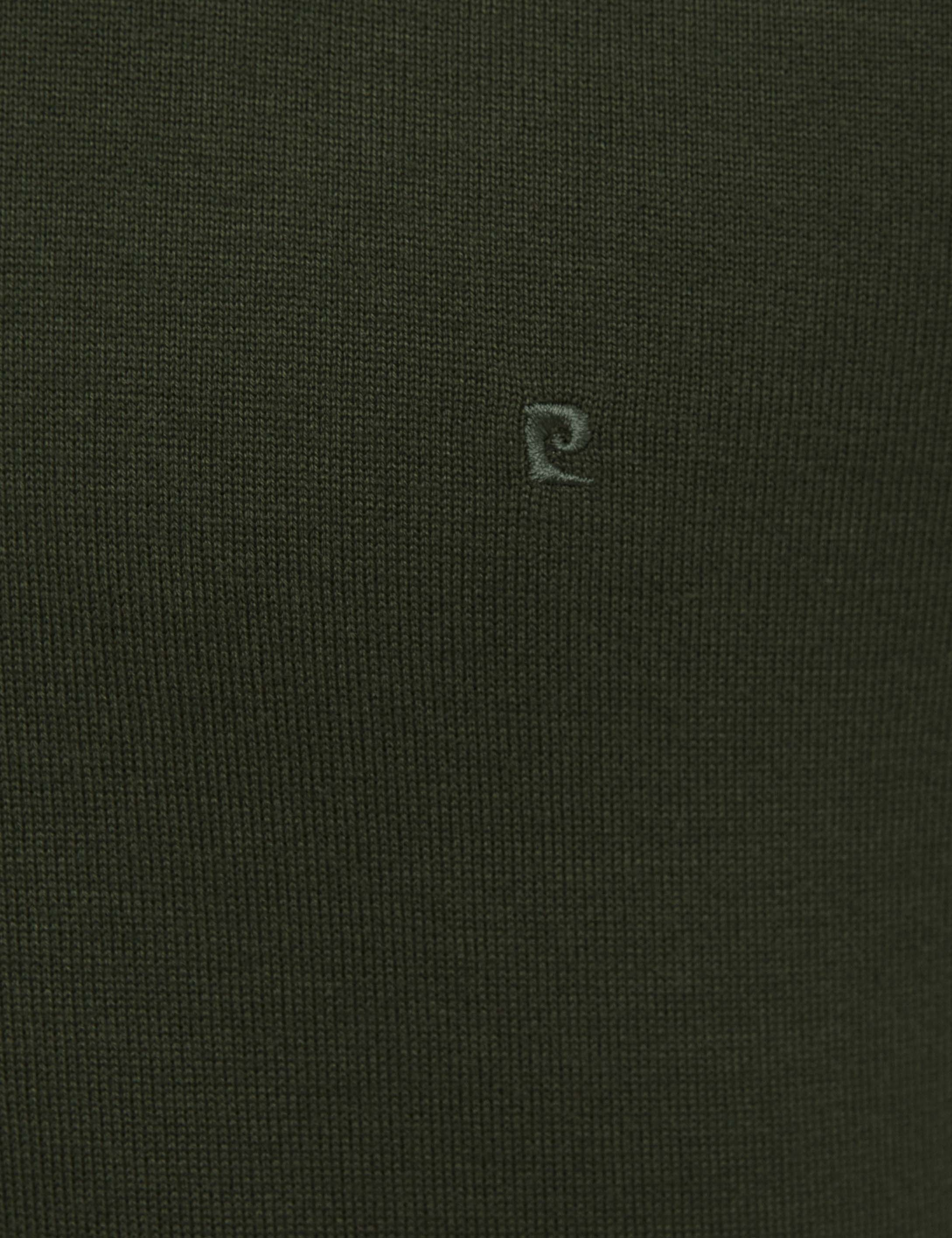 Koyu Yeşil Slim Fit Bisiklet Yaka Basic Triko Kazak