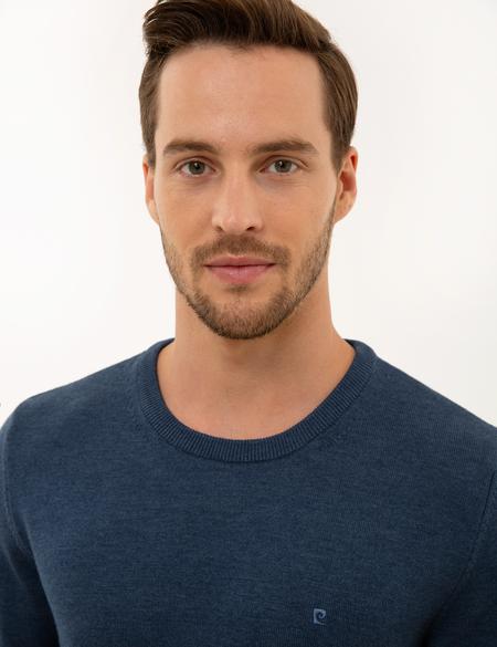 İndigo Melanj Slim Fit Basic Kazak - 50229215209