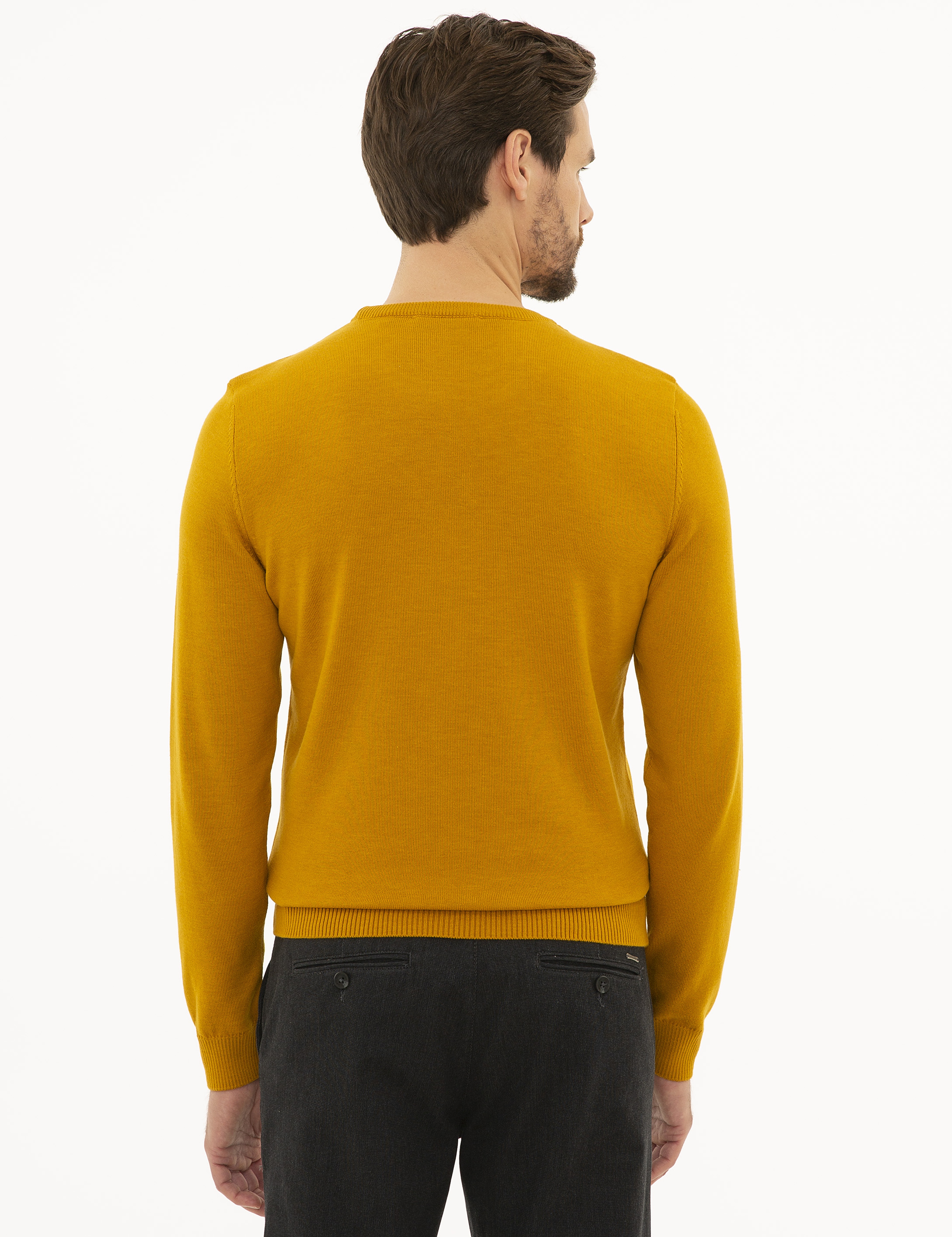 Safran Slim Fit Bisiklet Yaka Basic Triko Kazak - Image 4