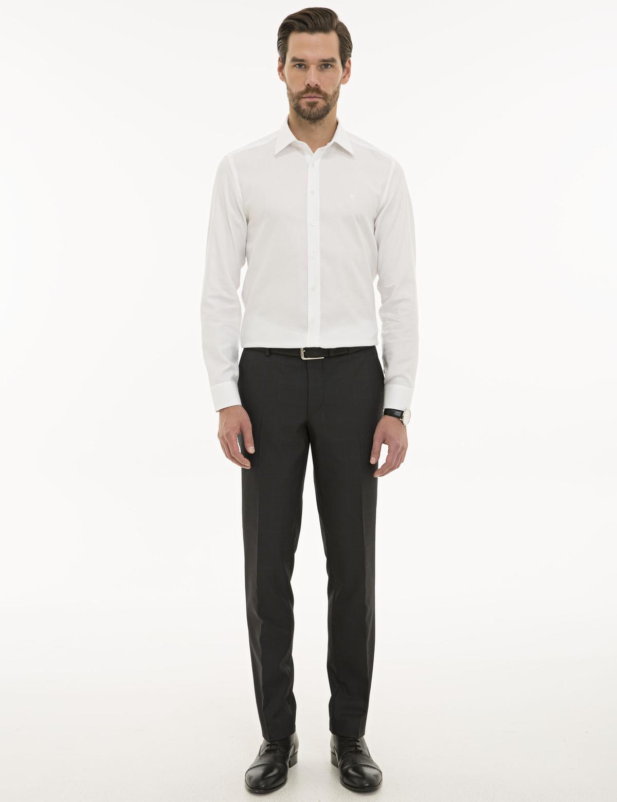 Beyaz Slim Fit Armürlü Gömlek - 50229531006