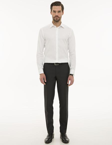 Beyaz Slim Fit Armürlü Gömlek - 50229531006
