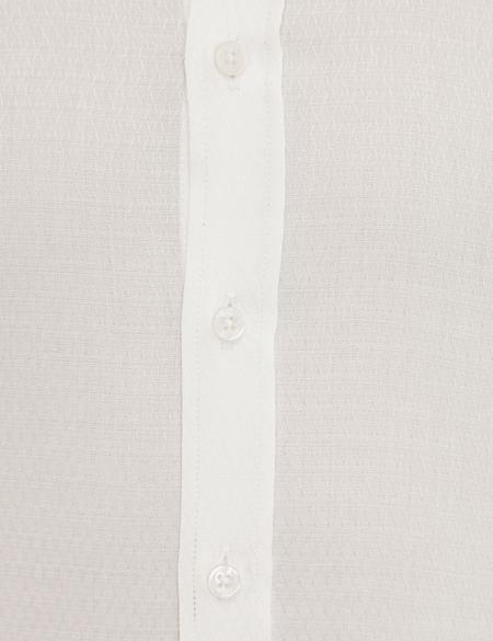 Beyaz Slim Fit Armürlü Gömlek - 50229531006