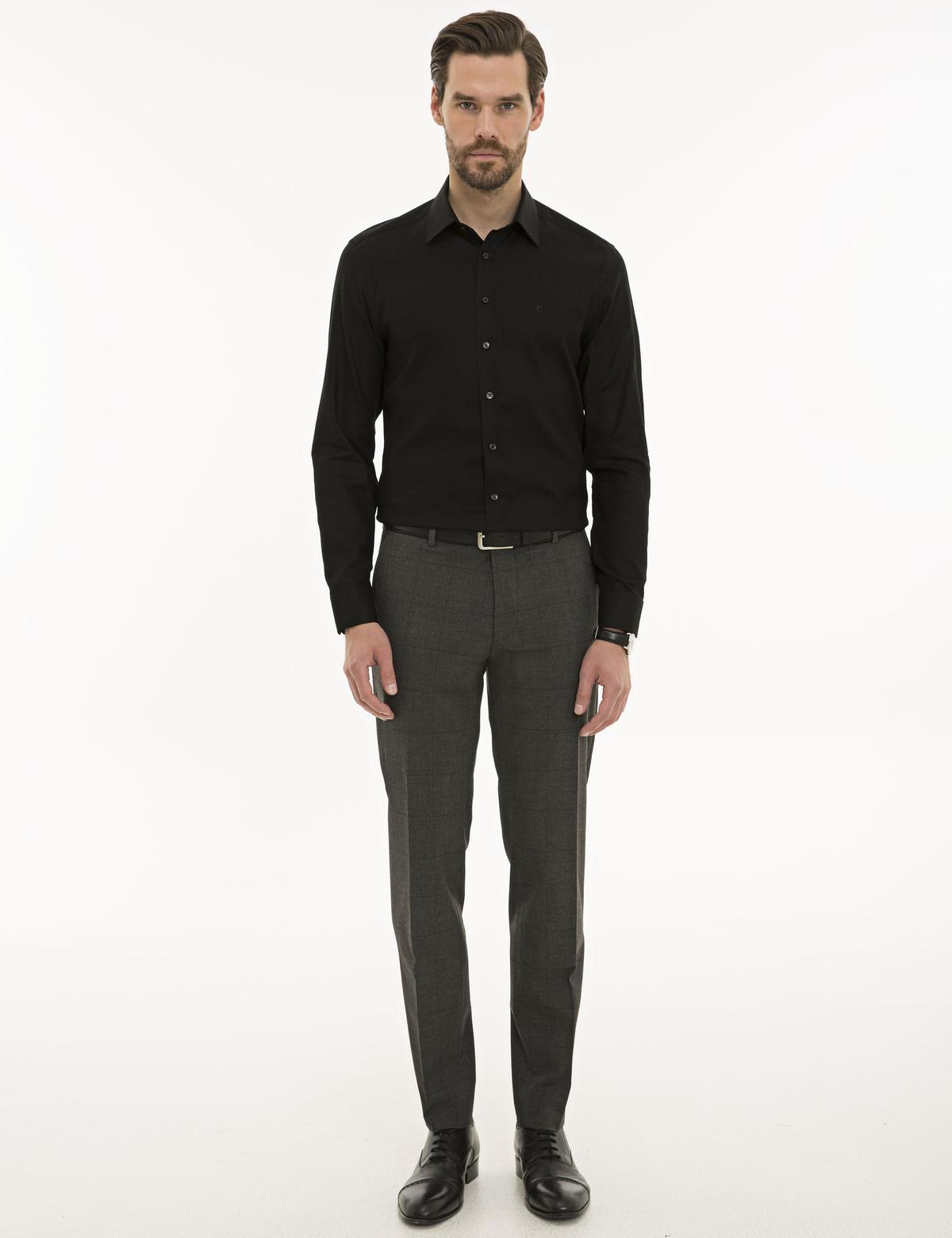 Siyah Slim Fit Uzun Kollu Gömlek - 50229531024