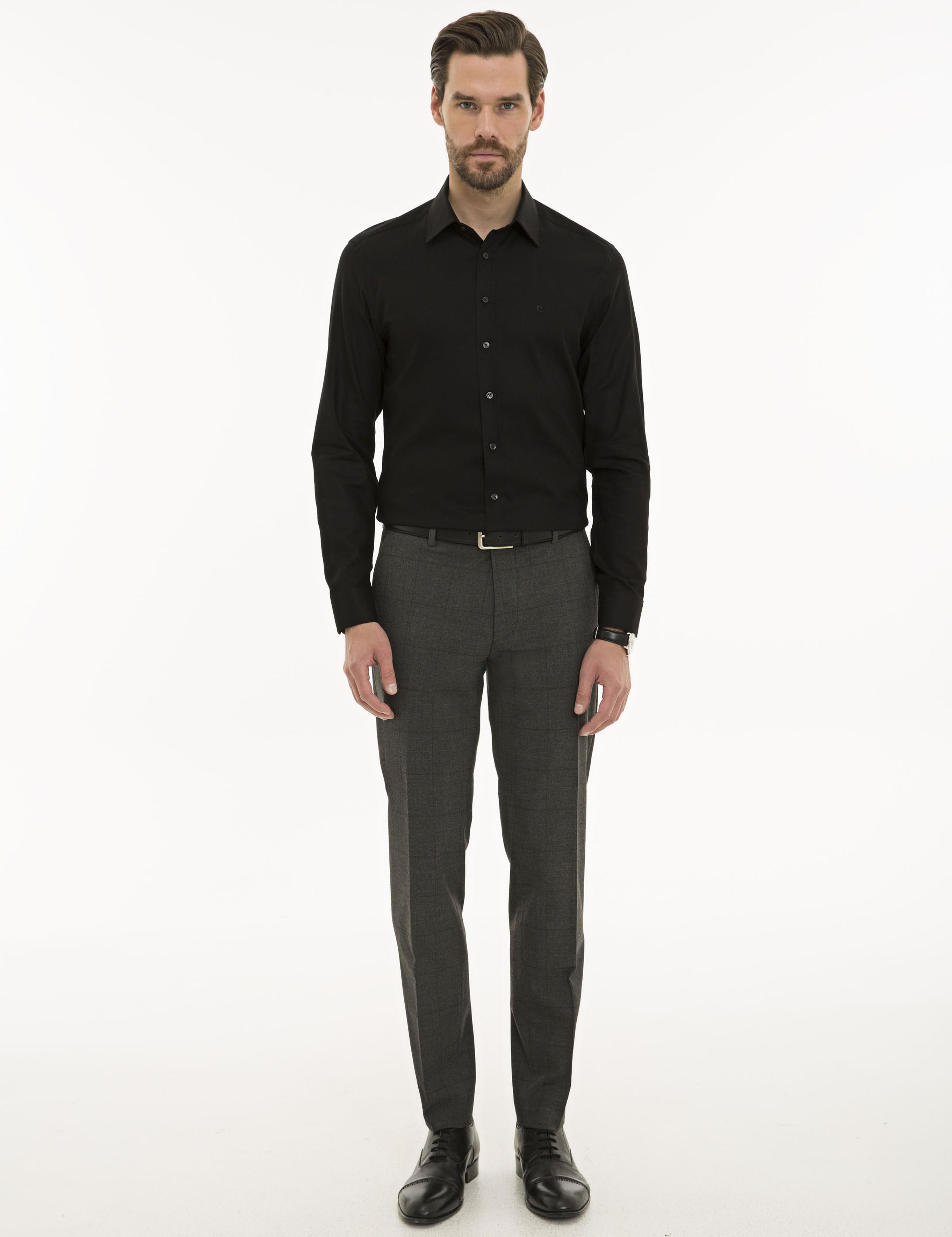 Siyah Slim Fit Uzun Kollu Gömlek