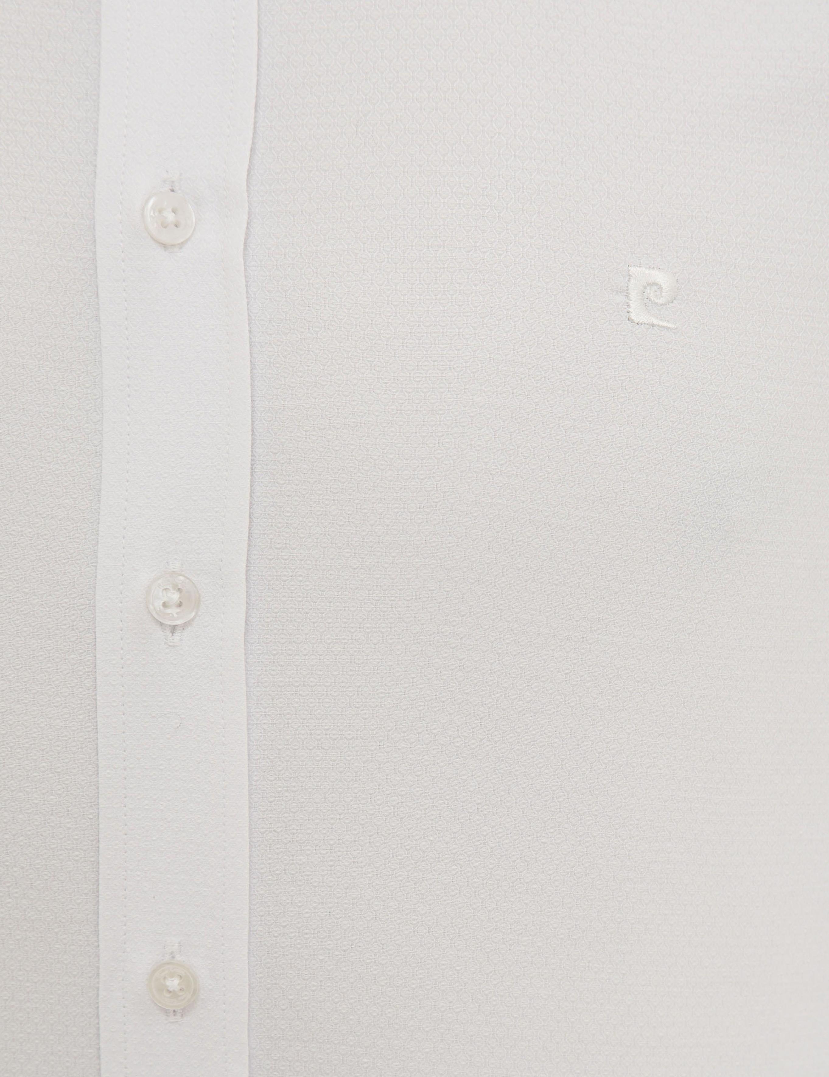 Beyaz Slim Fit Armürlü Gömlek