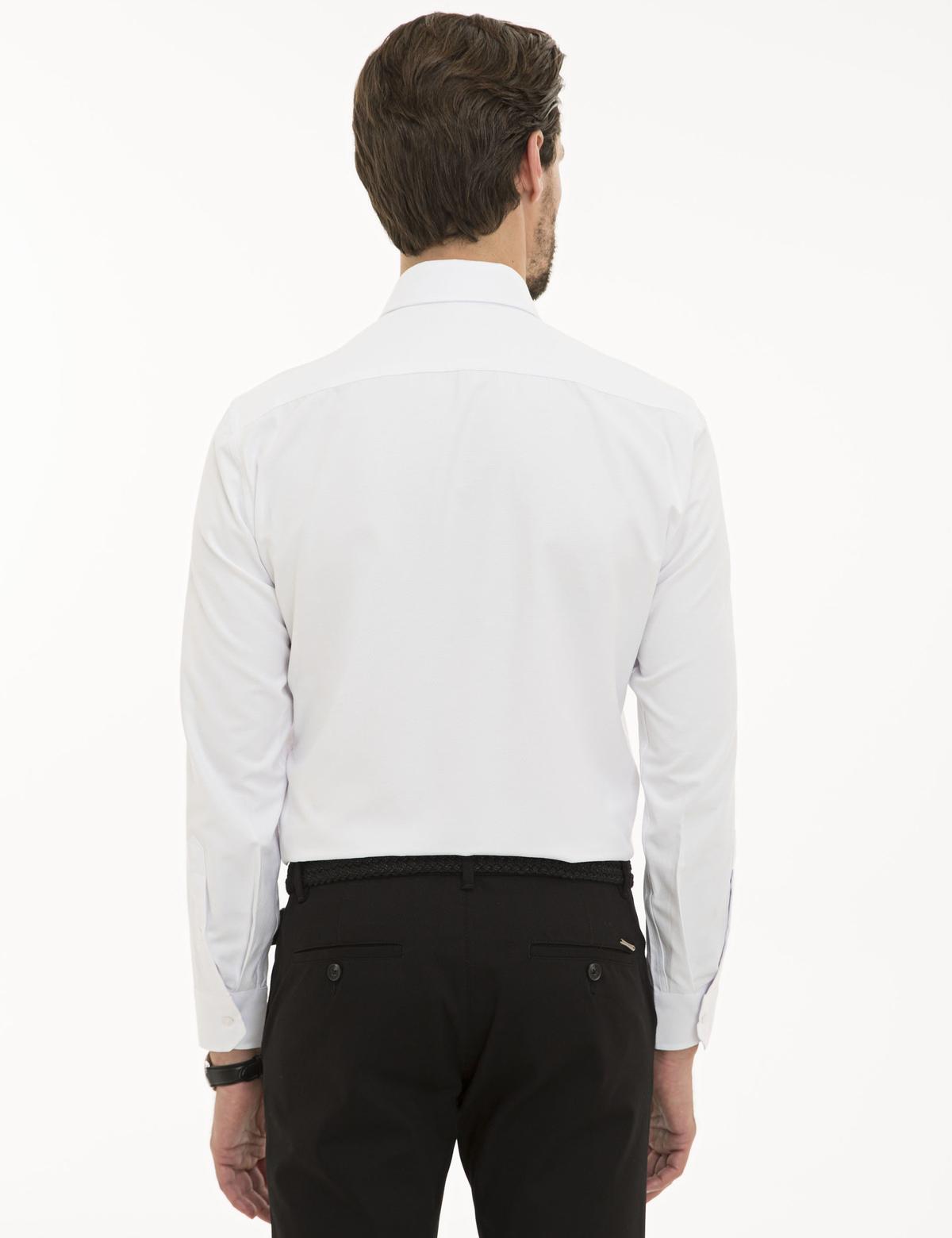 Beyaz Slim Fit Armürlü Gömlek - 50230425006