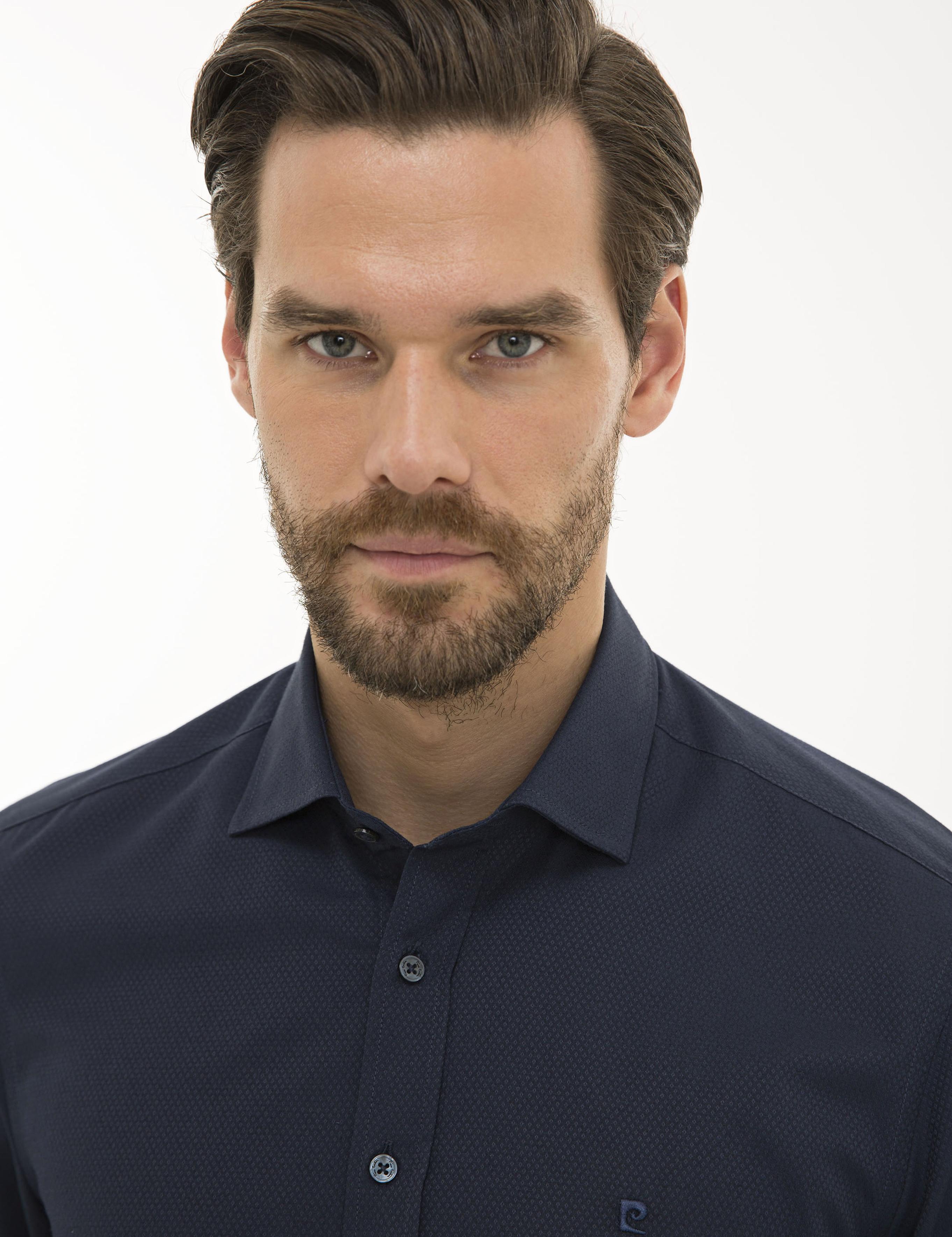 Lacivert Slim Fit Uzun Kollu Gömlek