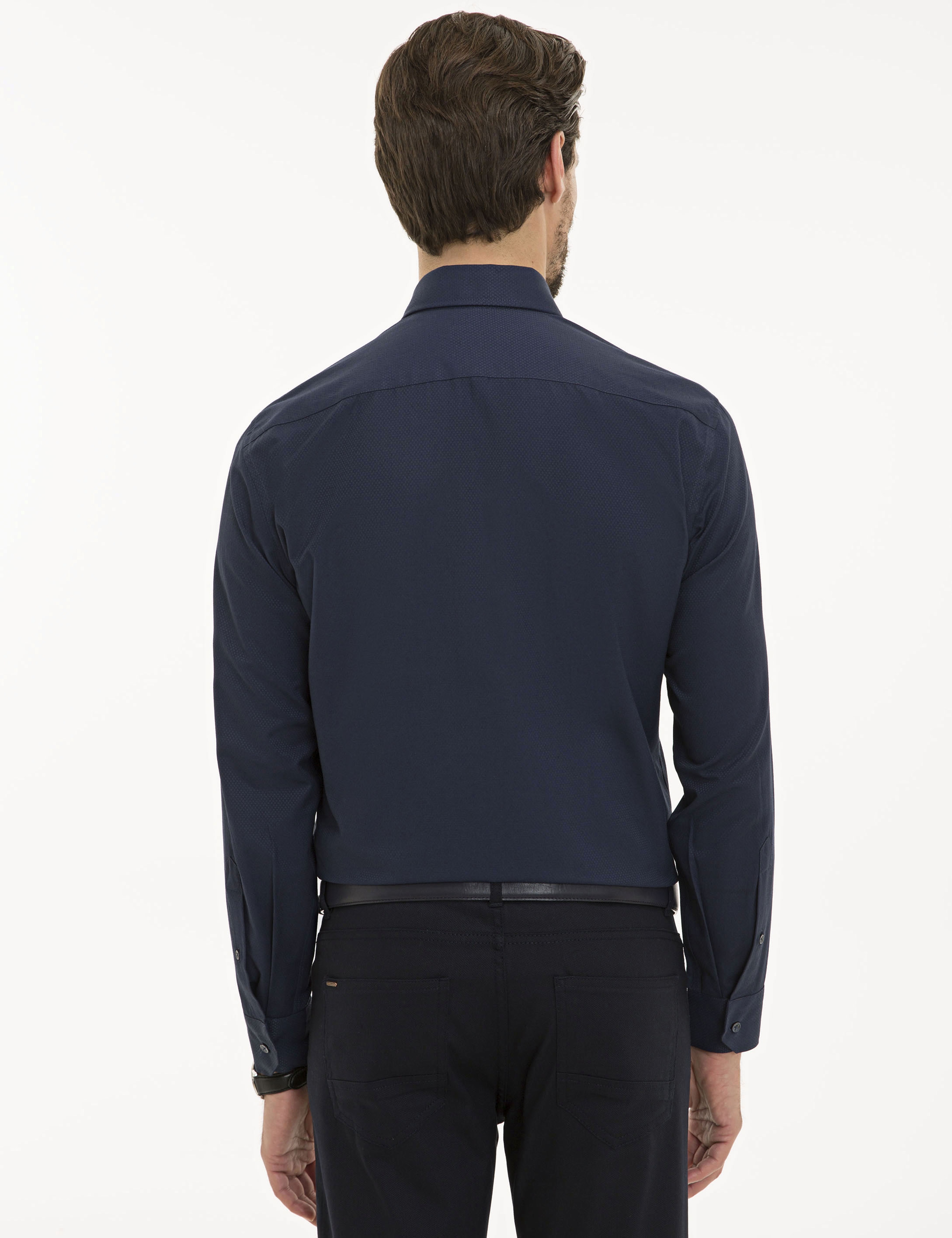 Lacivert Slim Fit Uzun Kollu Gömlek - Image 3