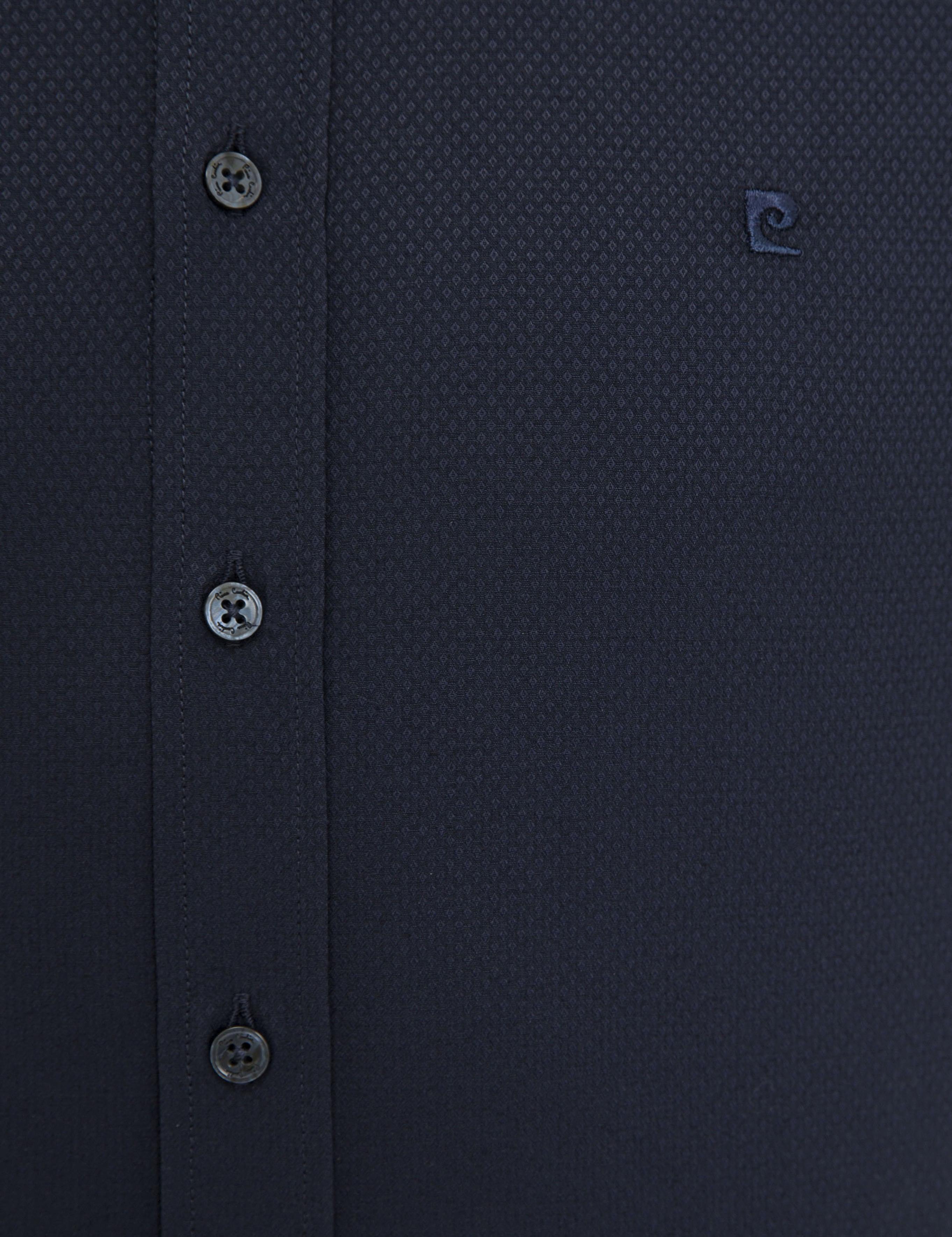 Lacivert Slim Fit Uzun Kollu Gömlek