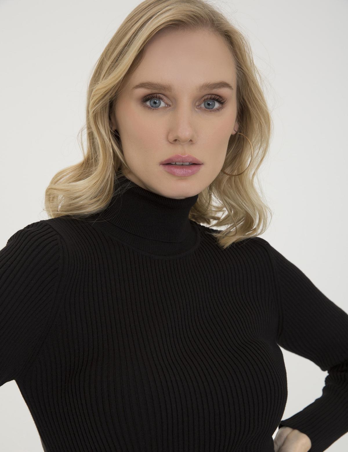 Siyah Slim Fit Kazak - 50197415021