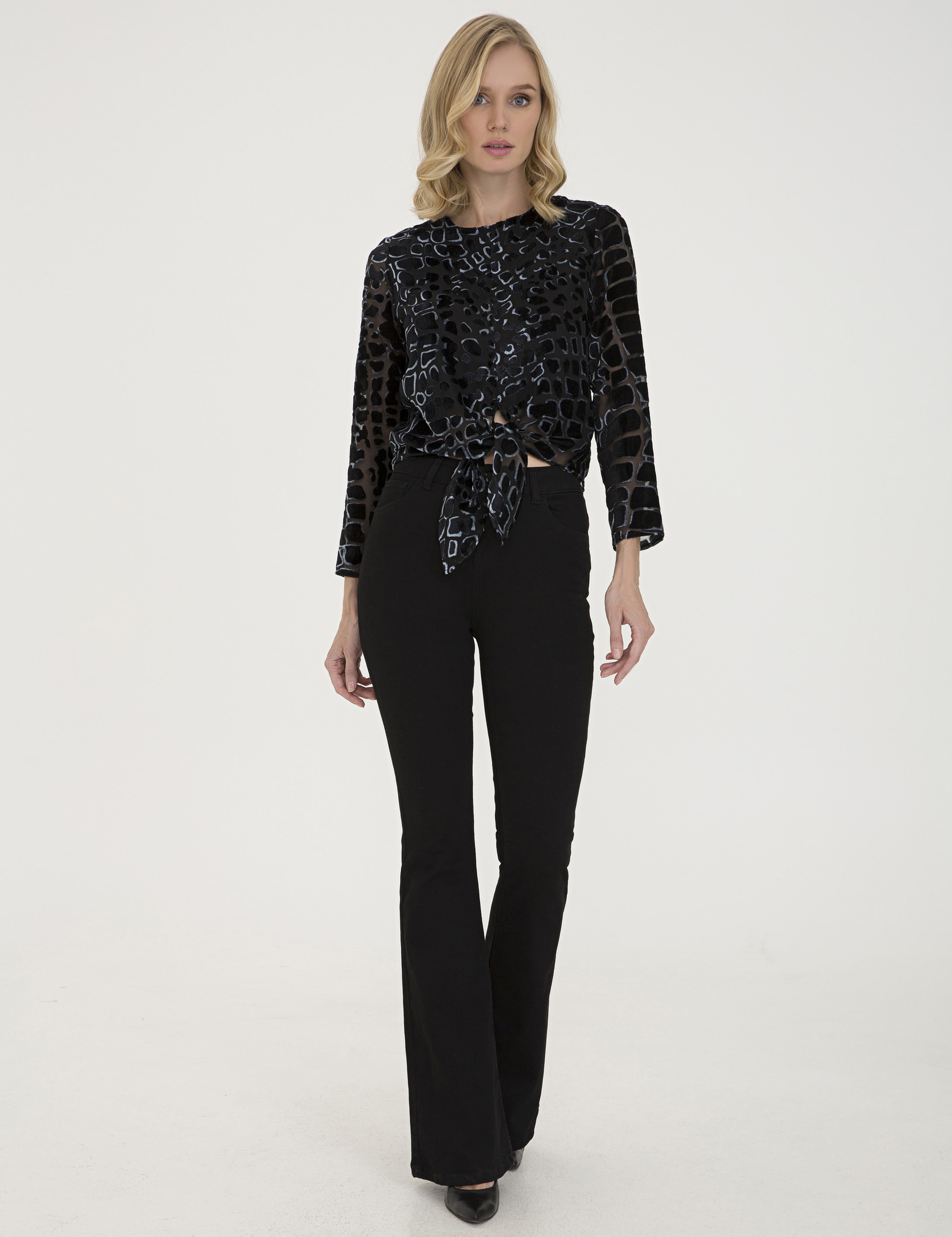 Siyah Crop Top Bluz - Image 4