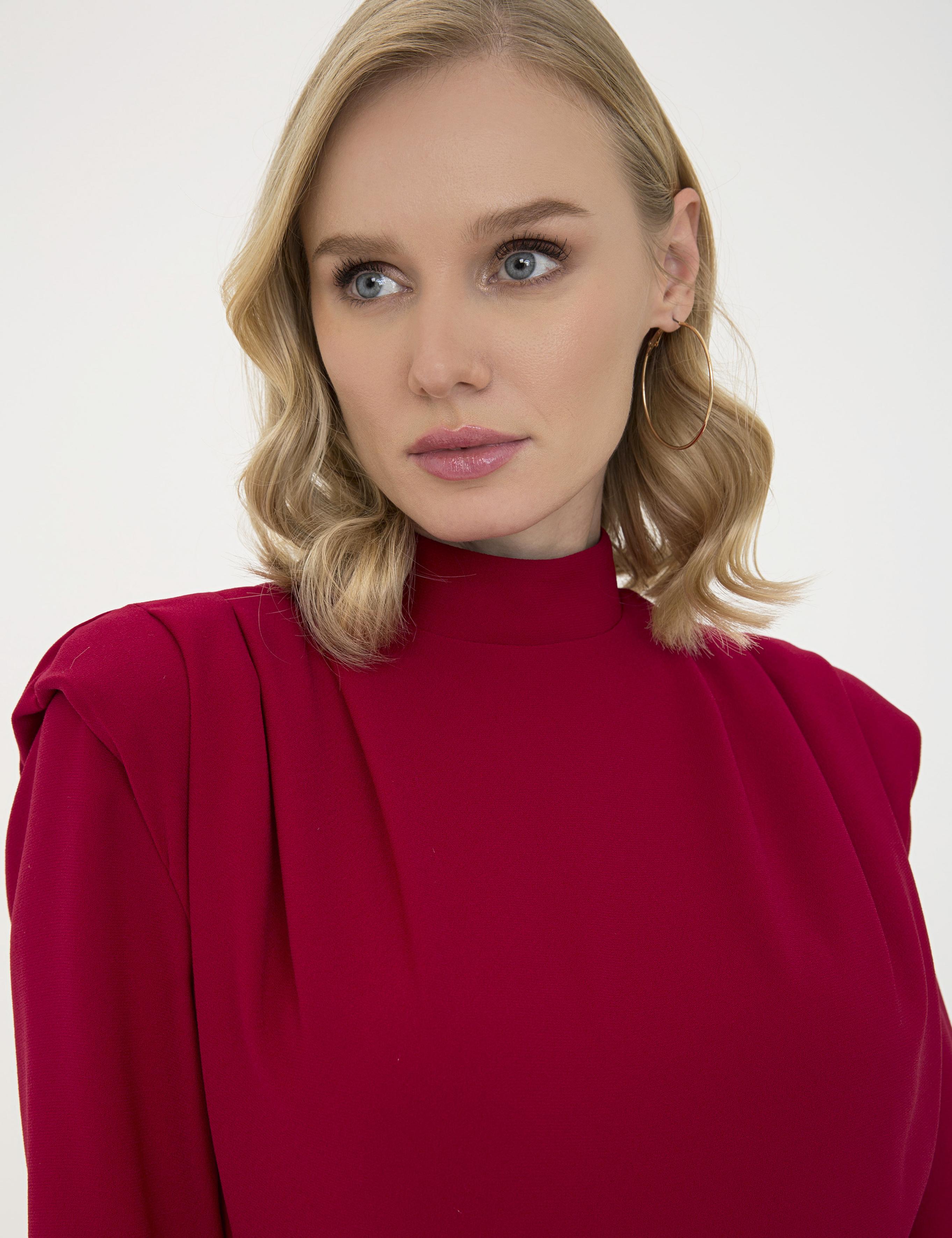 Bordo Comfort Fit Dokuma Elbise