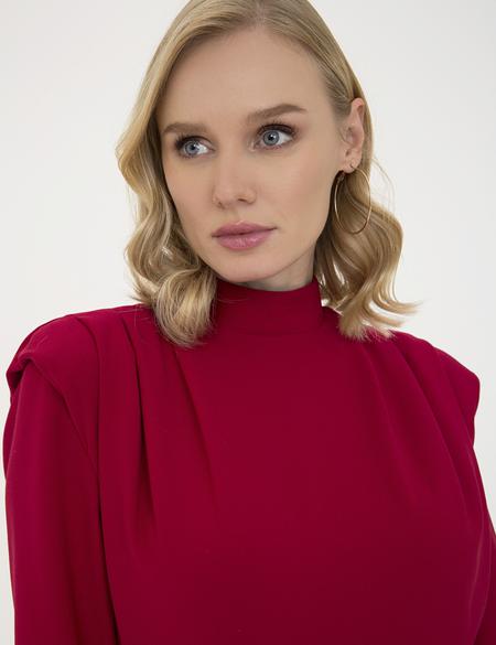 Bordo Comfort Fit Dokuma Elbise - 50237966012