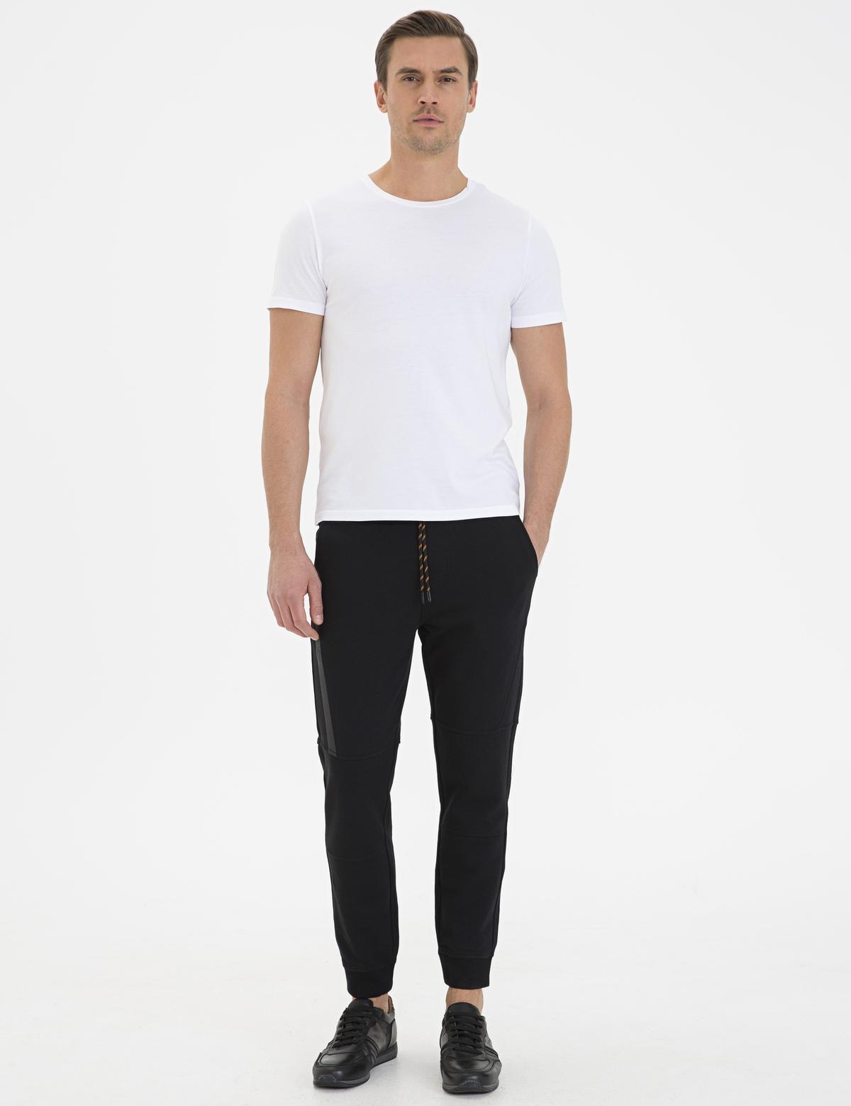 Siyah Ex. Slim Fit Paça Lastikli Eşofman Altı