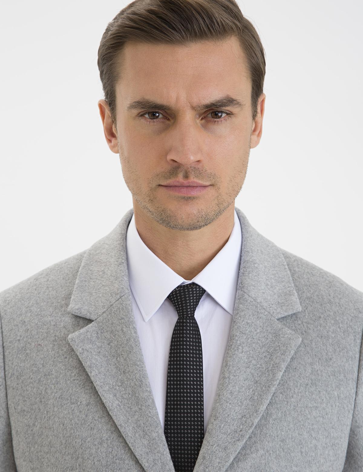 Açık Gri Ex. Slim Fit Kaşe Kaban - 50230243005