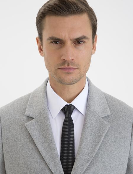 Açık Gri Ex. Slim Fit Kaşe Kaban - 50230243005