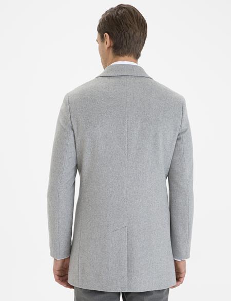 Açık Gri Ex. Slim Fit Kaşe Kaban - 50230243005