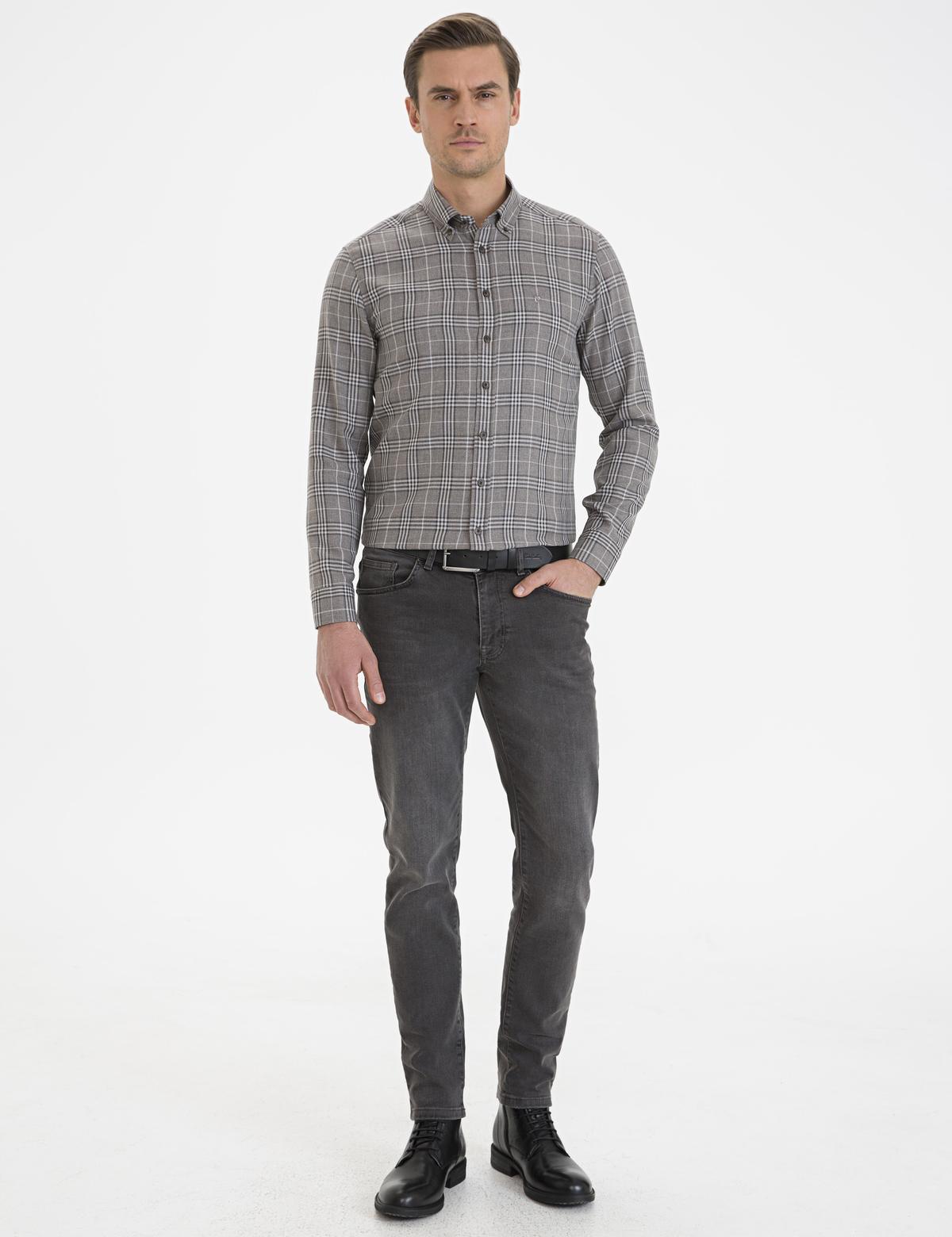 Kahverengi Slim Fit Gömlek - 50233499006