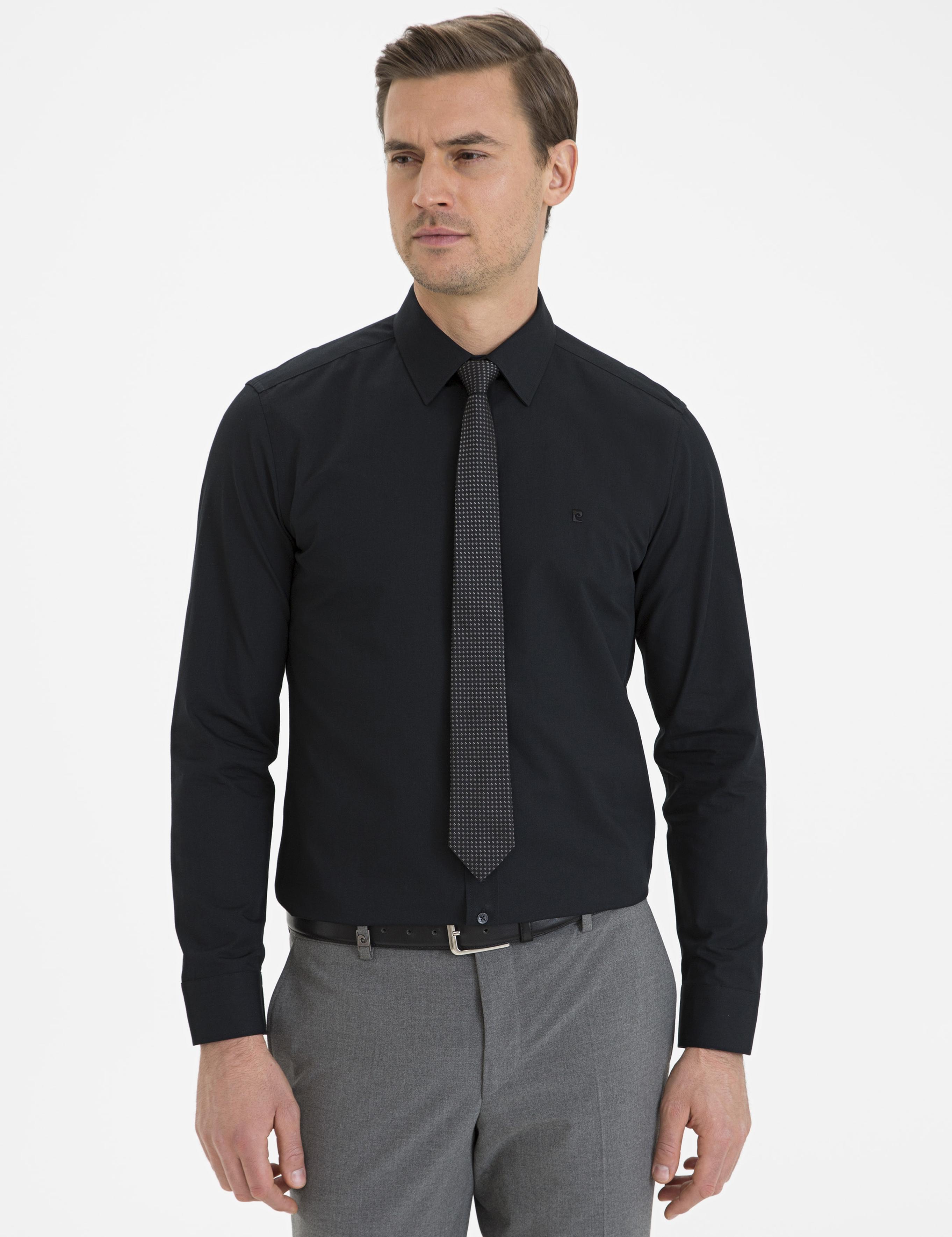 Siyah Slim Fit Basic Gömlek