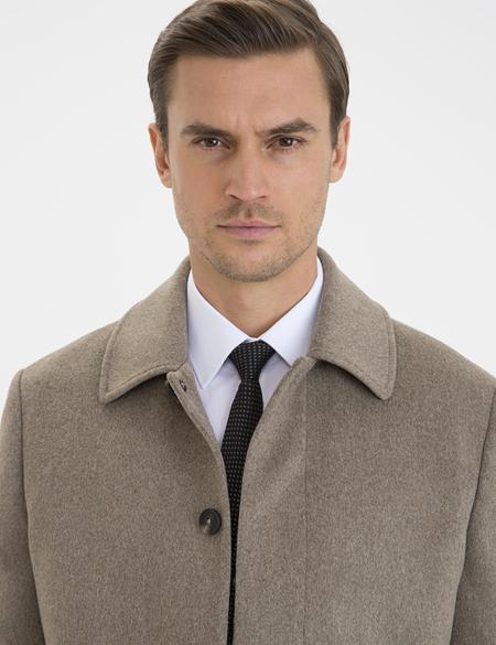 Açık Kahverengi Slim Fit Kaşe Kaban - 50230235007