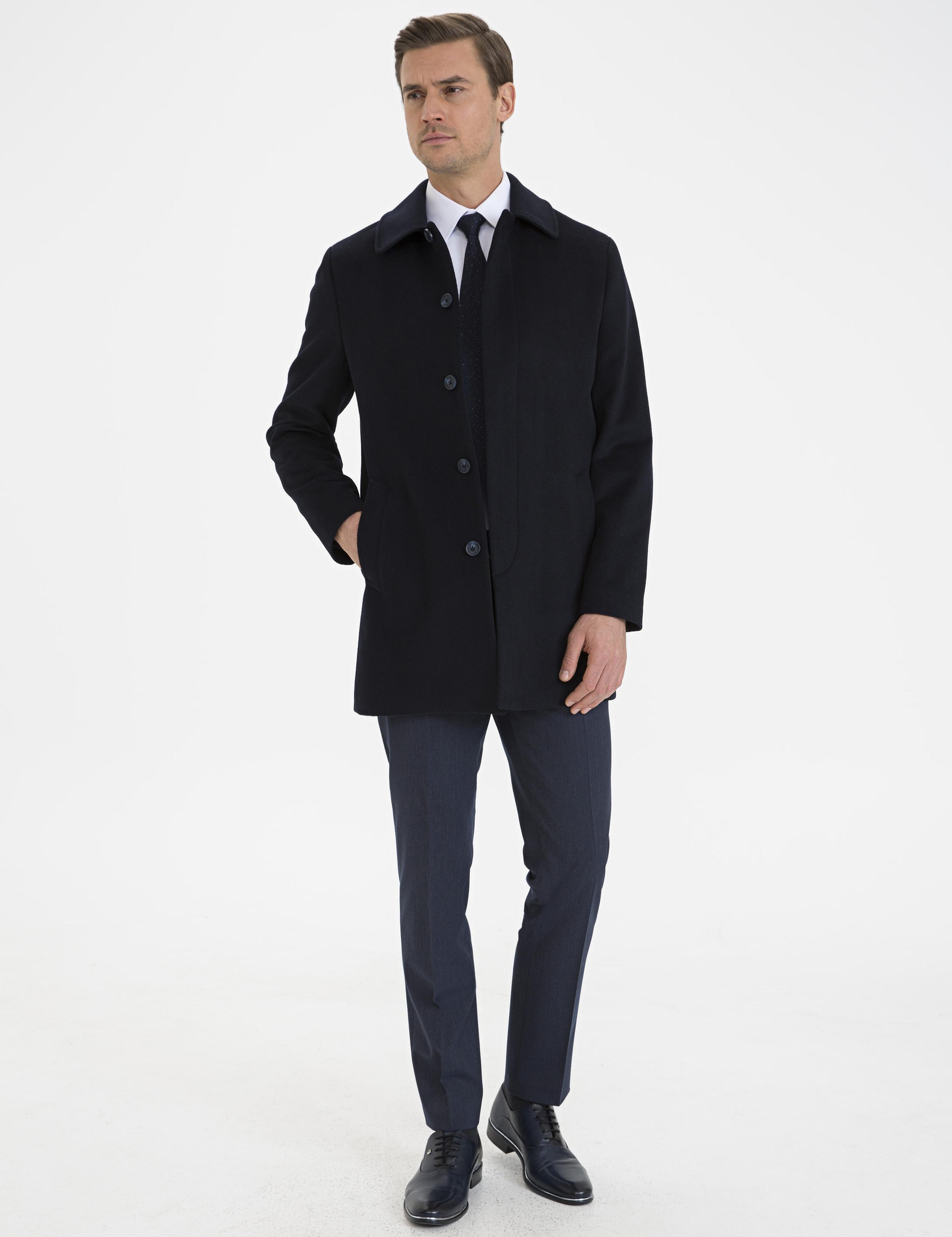 Lacivert Slim Fit Kaban Kaşe