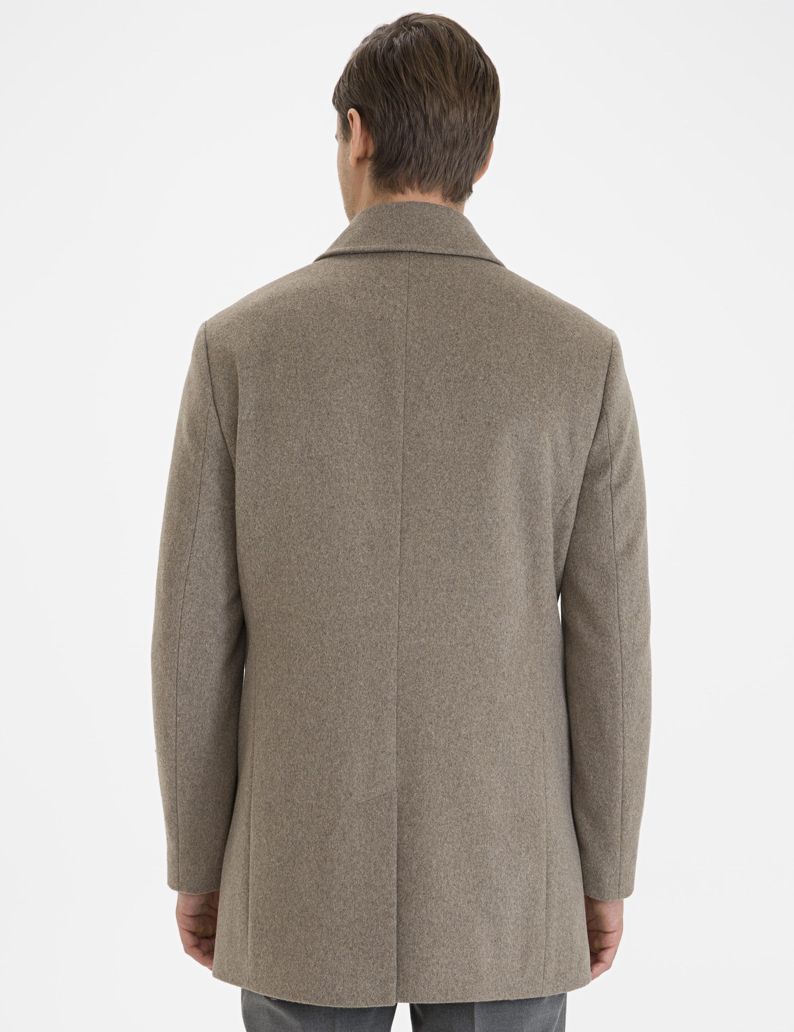 Açık Kahverengi Slim Fit Kaşe Kaban