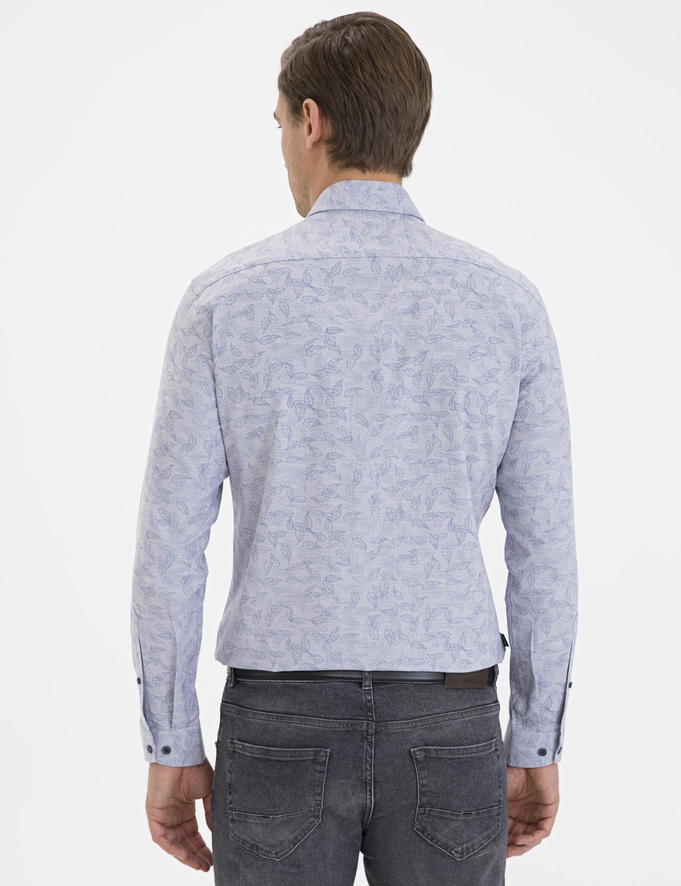 Lacivert Slim Fit Uzun Kollu Gömlek - Image 3