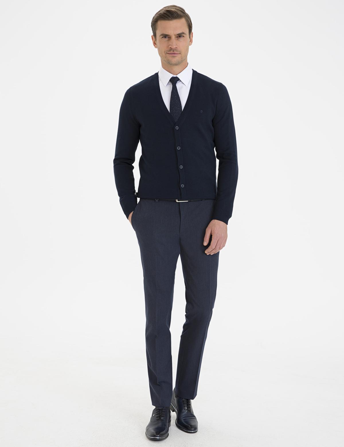 Lacivert Slim Fit Basic Triko Hırka - 50228337049