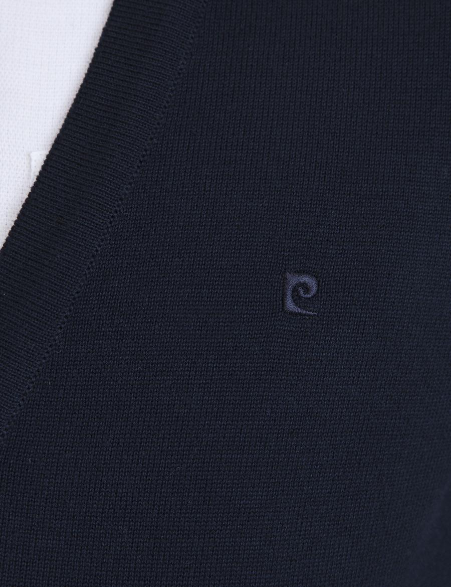 Lacivert Slim Fit Basic Triko Hırka