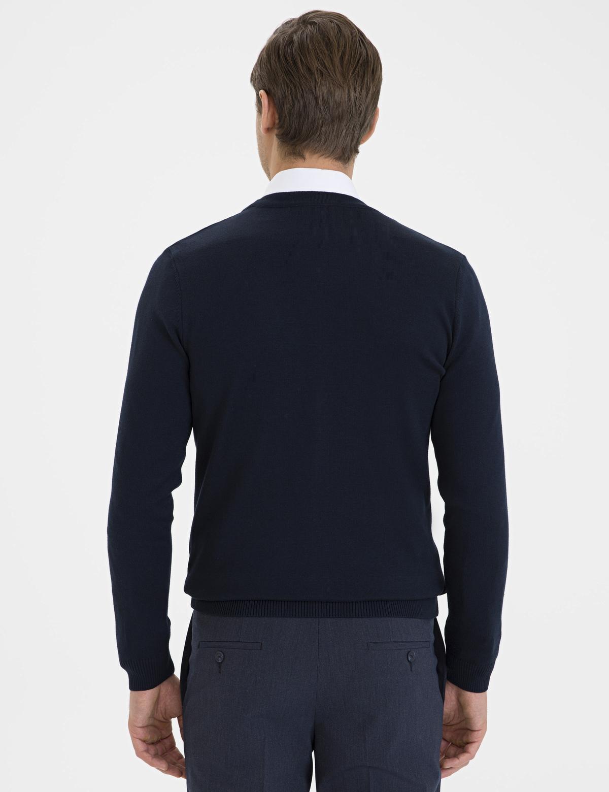 Lacivert Slim Fit Basic Triko Hırka - 50228337049