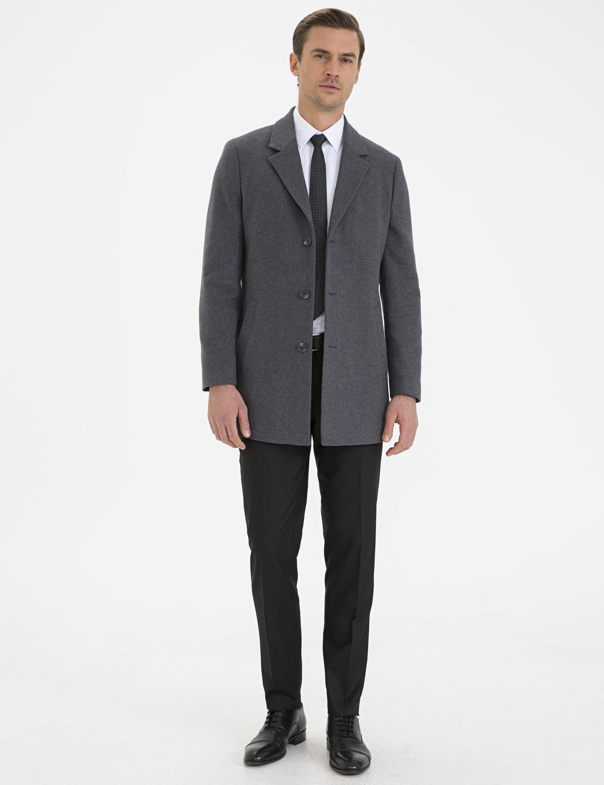 Antrasit Ekstra Slim Fit Kaban Kaşe - 50233850016