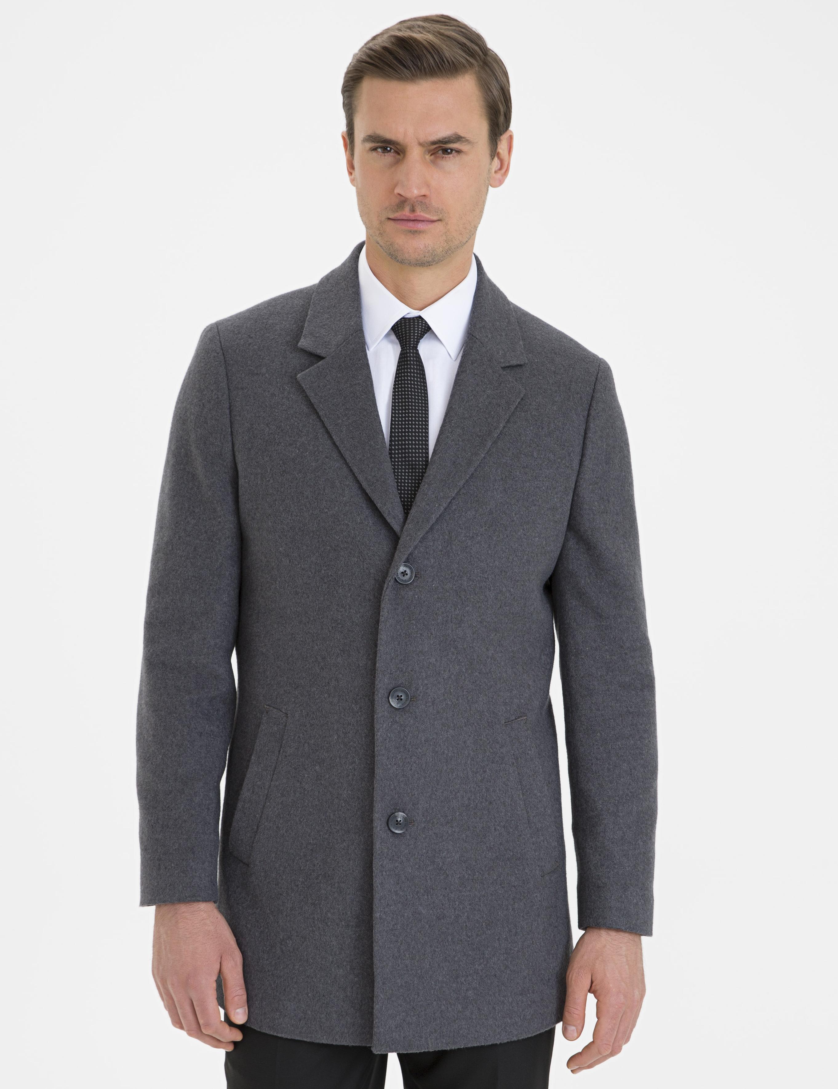 Antrasit Ekstra Slim Fit Kaban Kaşe