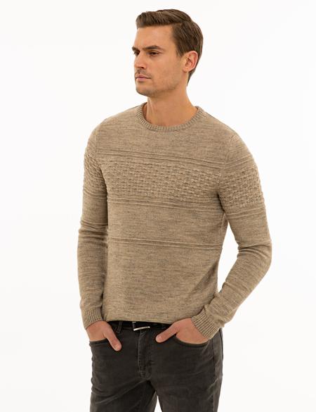Bej Slim Fit Kazak - 50227824046