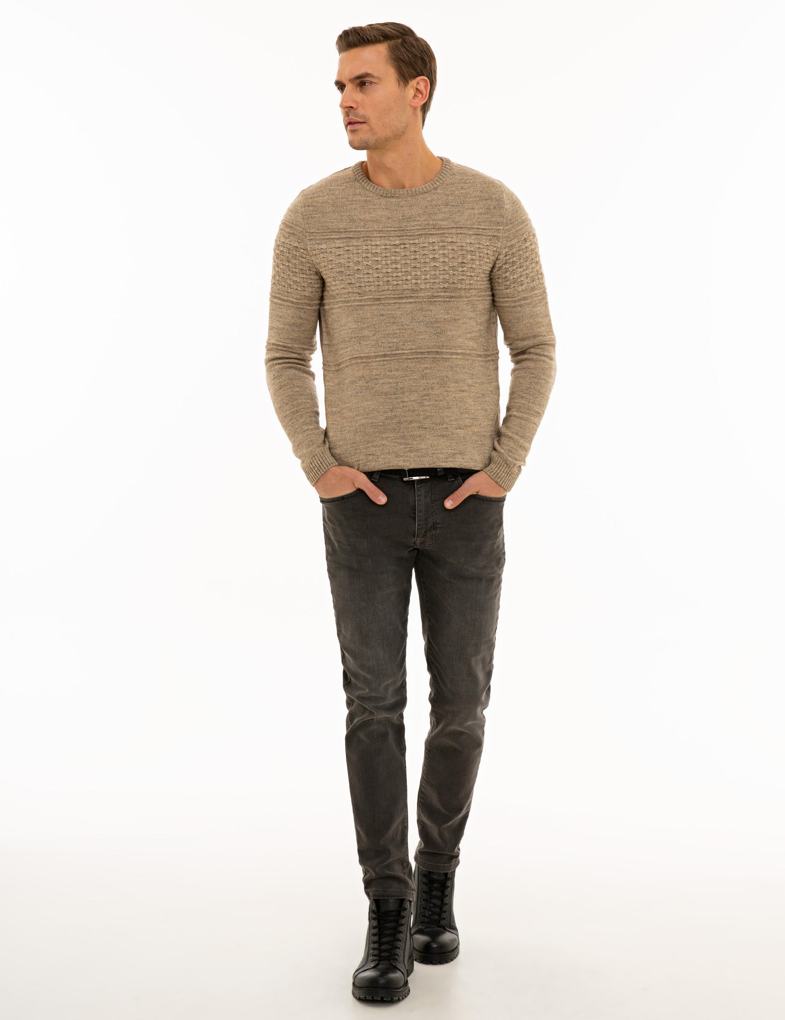 Bej Slim Fit Kazak
