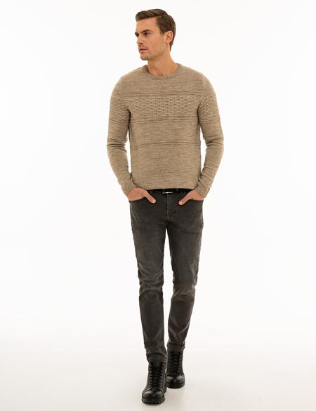 Bej Slim Fit Kazak - 50227824046