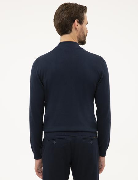 Lacivert Slim Fit Yarım Balıkçı Yaka Basic Triko Kazak - 50230807001