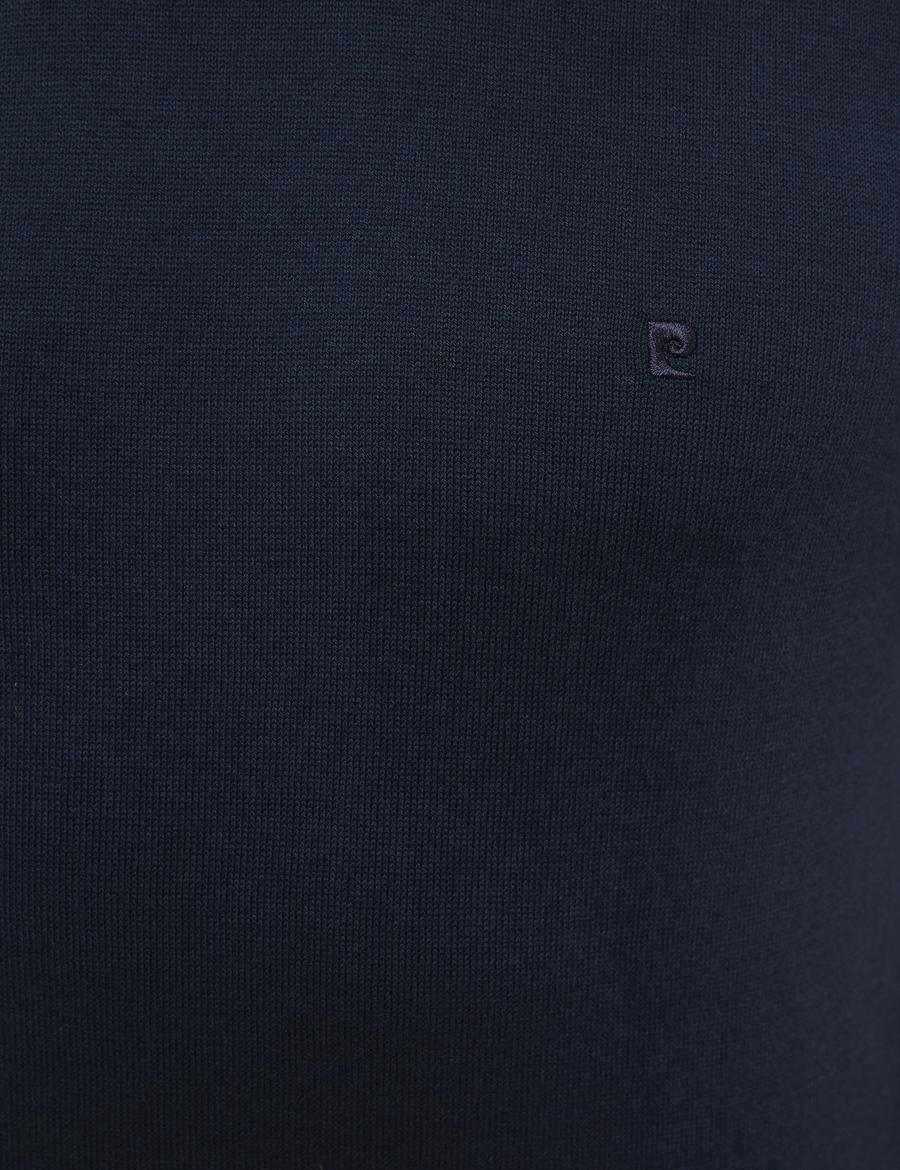 Lacivert Slim Fit Yarım Balıkçı Yaka Basic Triko Kazak